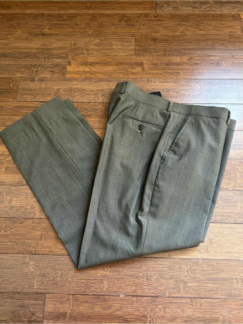 Pronto Uomo olive Wool Dress Pants